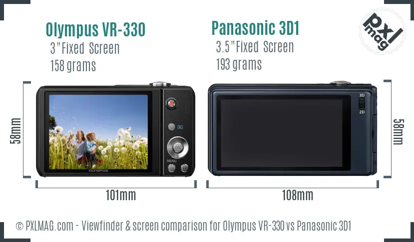 Olympus VR-330 vs Panasonic 3D1 Screen and Viewfinder comparison