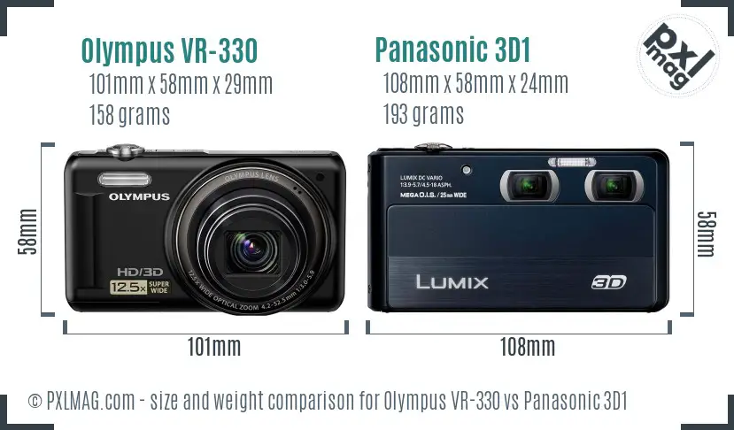 Olympus VR-330 vs Panasonic 3D1 size comparison