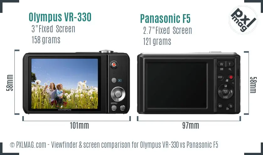 Olympus VR-330 vs Panasonic F5 Screen and Viewfinder comparison