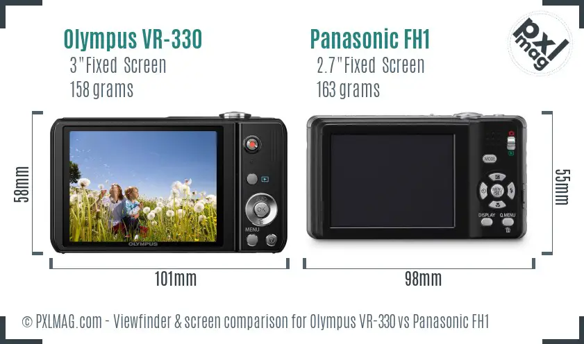 Olympus VR-330 vs Panasonic FH1 Screen and Viewfinder comparison