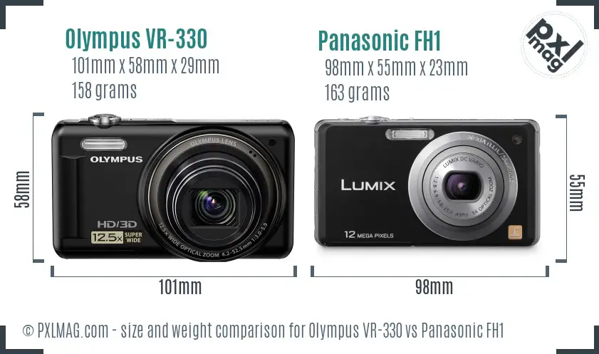 Olympus VR-330 vs Panasonic FH1 size comparison
