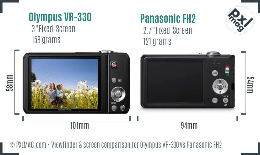 Olympus VR-330 vs Panasonic FH2 Screen and Viewfinder comparison