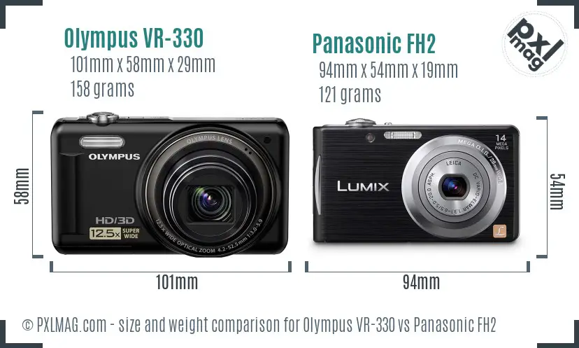 Olympus VR-330 vs Panasonic FH2 size comparison