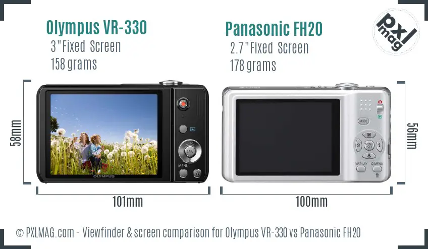 Olympus VR-330 vs Panasonic FH20 Screen and Viewfinder comparison