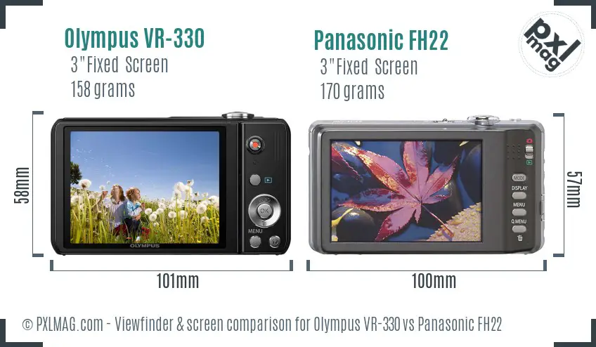 Olympus VR-330 vs Panasonic FH22 Screen and Viewfinder comparison