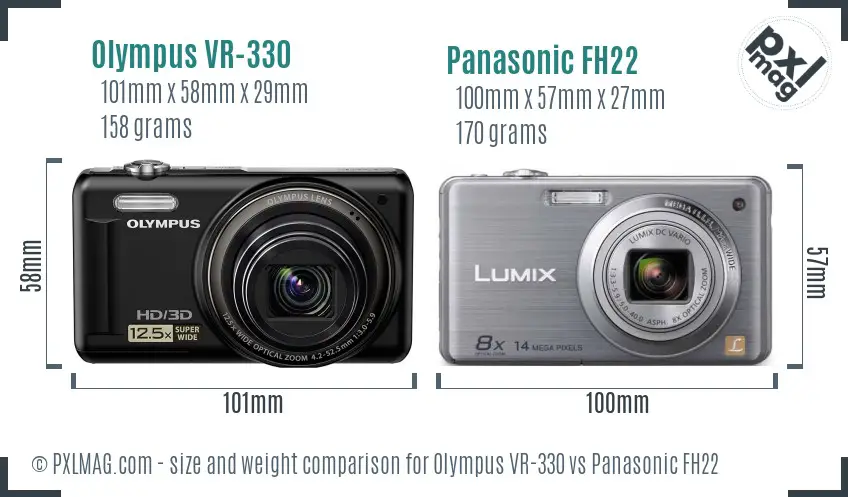Olympus VR-330 vs Panasonic FH22 size comparison