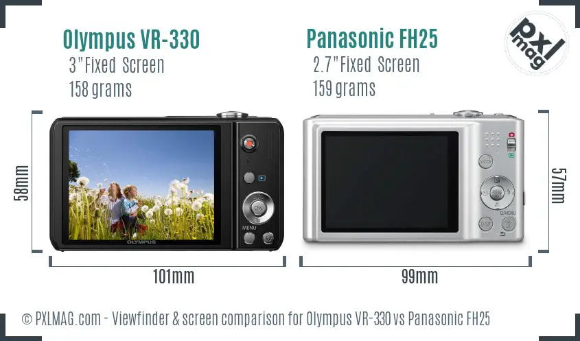 Olympus VR-330 vs Panasonic FH25 Screen and Viewfinder comparison