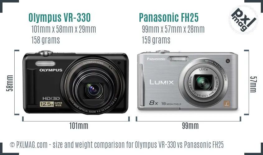 Olympus VR-330 vs Panasonic FH25 size comparison