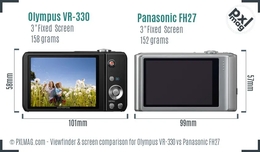 Olympus VR-330 vs Panasonic FH27 Screen and Viewfinder comparison