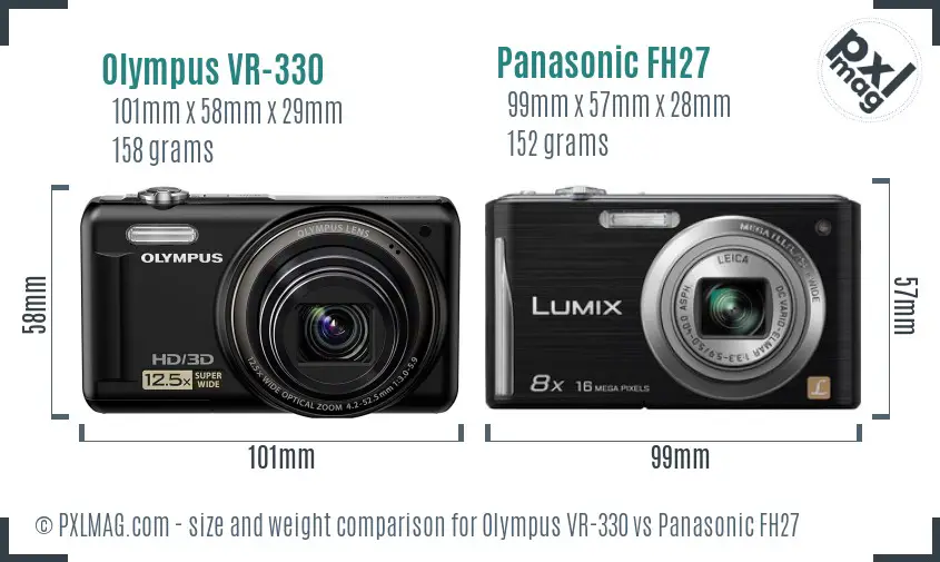 Olympus VR-330 vs Panasonic FH27 size comparison