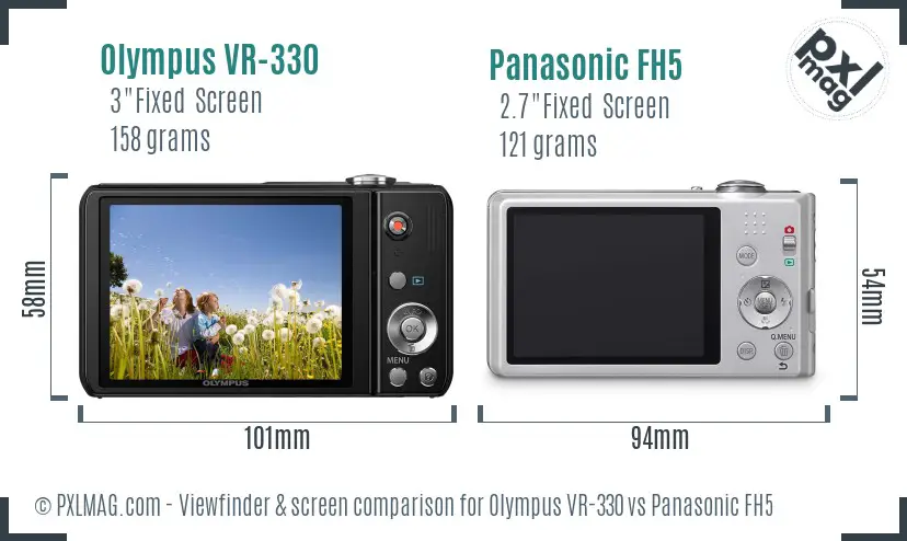 Olympus VR-330 vs Panasonic FH5 Screen and Viewfinder comparison