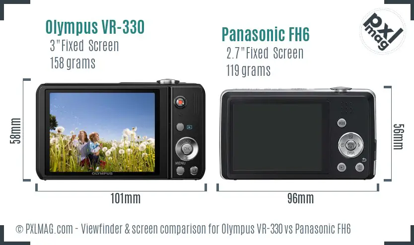 Olympus VR-330 vs Panasonic FH6 Screen and Viewfinder comparison