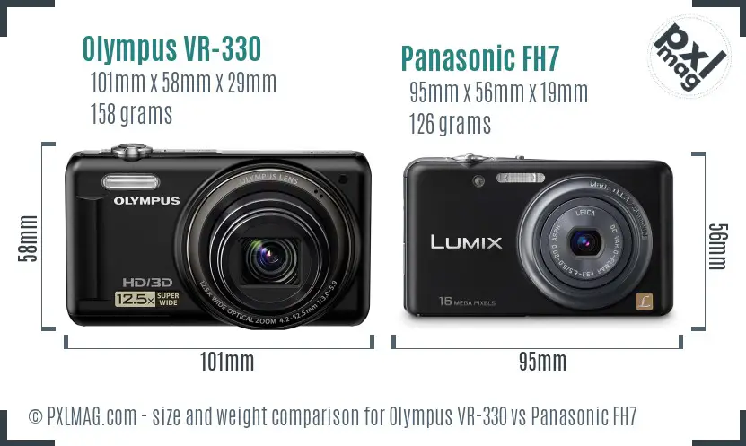 Olympus VR-330 vs Panasonic FH7 size comparison