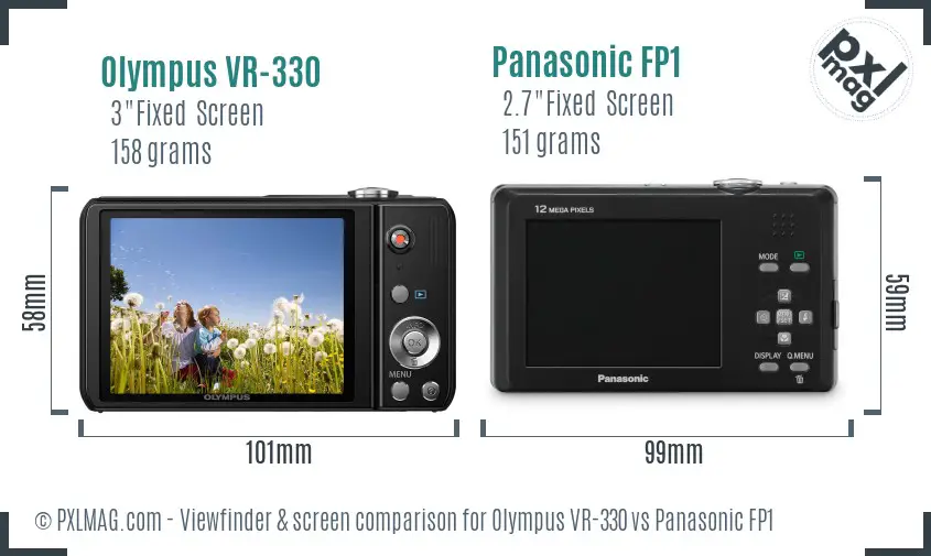 Olympus VR-330 vs Panasonic FP1 Screen and Viewfinder comparison
