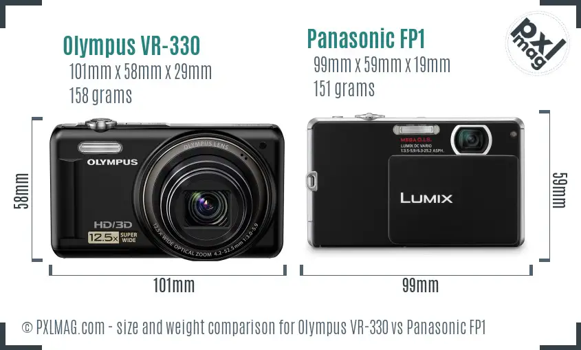 Olympus VR-330 vs Panasonic FP1 size comparison