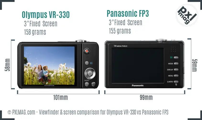 Olympus VR-330 vs Panasonic FP3 Screen and Viewfinder comparison