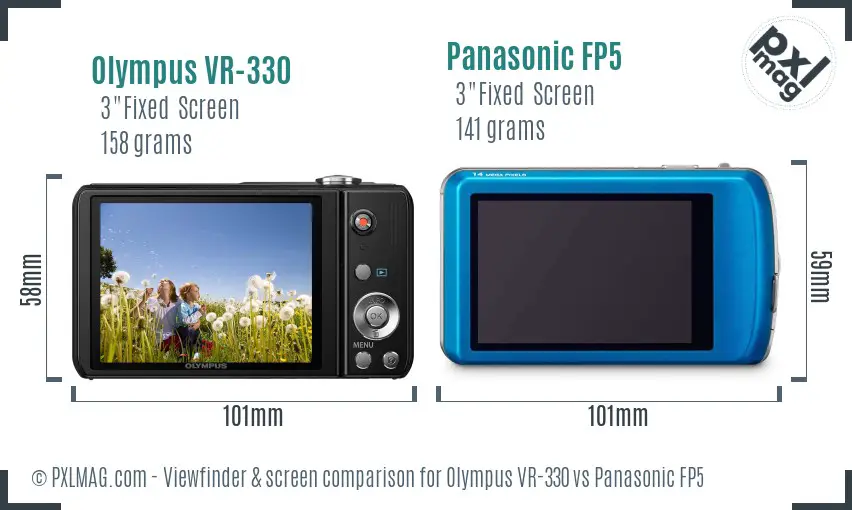 Olympus VR-330 vs Panasonic FP5 Screen and Viewfinder comparison