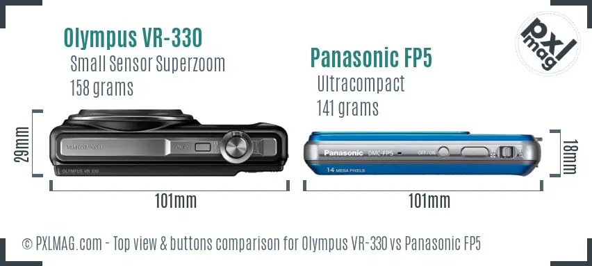 Olympus VR-330 vs Panasonic FP5 top view buttons comparison