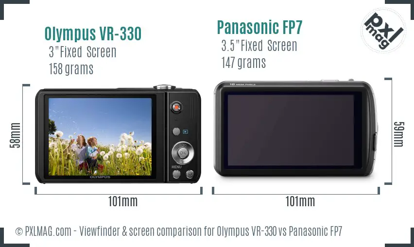 Olympus VR-330 vs Panasonic FP7 Screen and Viewfinder comparison