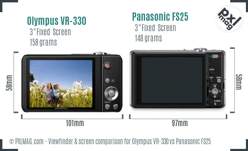 Olympus VR-330 vs Panasonic FS25 Screen and Viewfinder comparison
