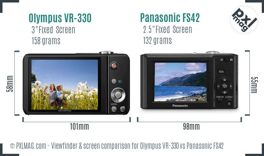 Olympus VR-330 vs Panasonic FS42 Screen and Viewfinder comparison