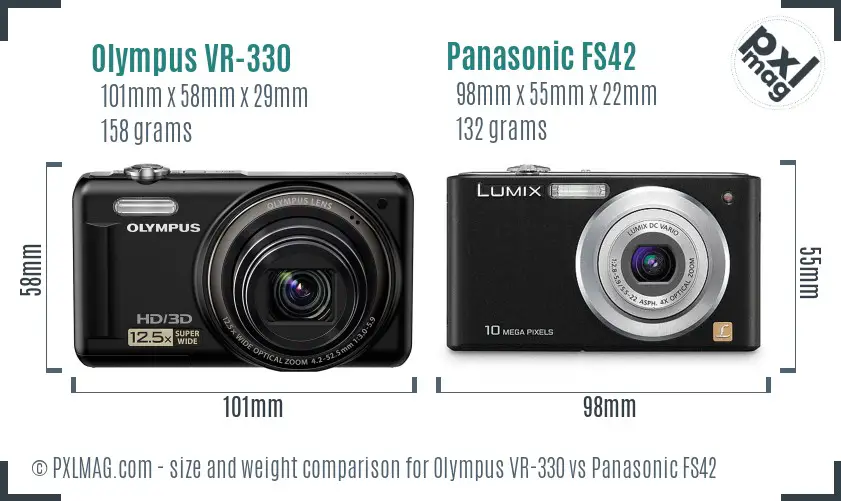 Olympus VR-330 vs Panasonic FS42 size comparison