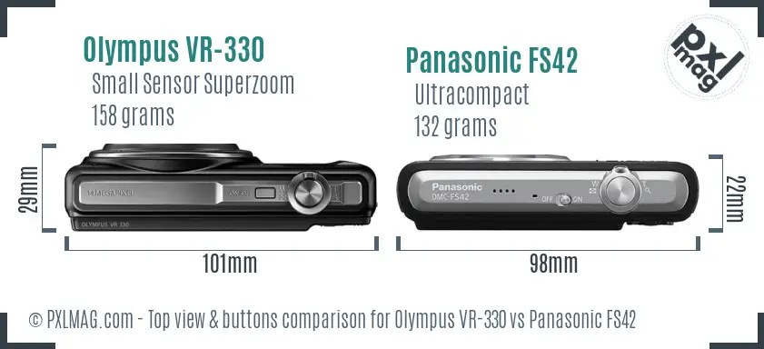 Olympus VR-330 vs Panasonic FS42 top view buttons comparison