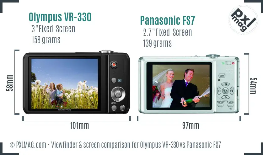 Olympus VR-330 vs Panasonic FS7 Screen and Viewfinder comparison