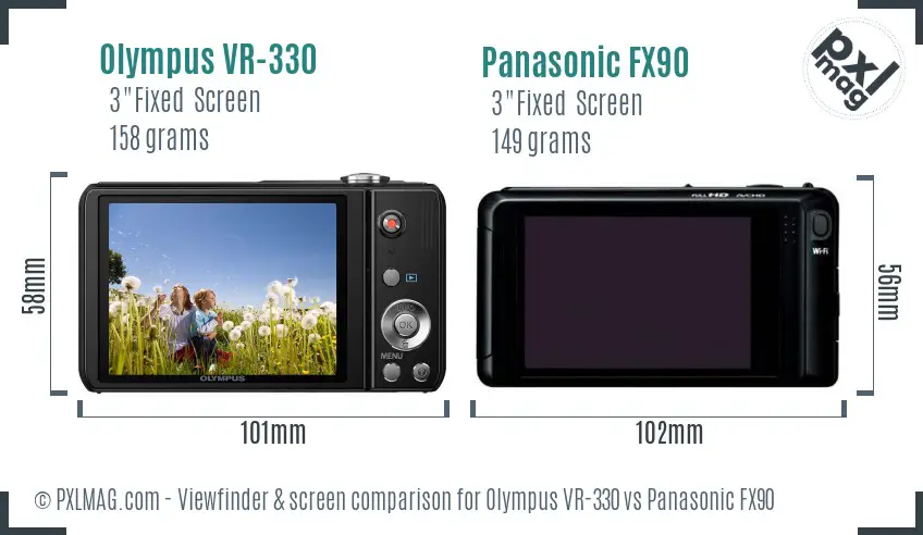 Olympus VR-330 vs Panasonic FX90 Screen and Viewfinder comparison Olympus VR-330 vs Panasonic FX90 Screen and Viewfinder comparison