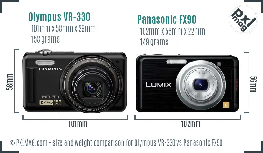 Olympus VR-330 vs Panasonic FX90 size comparison Olympus VR-330 vs Panasonic FX90 size comparison