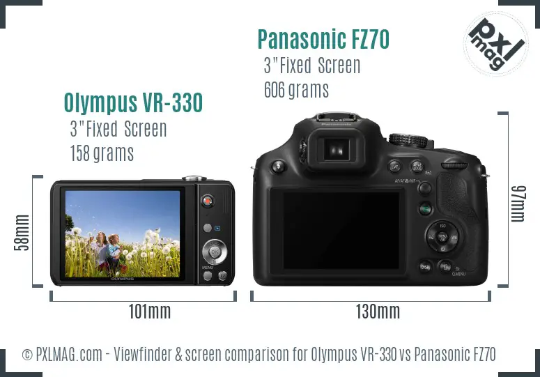 Olympus VR-330 vs Panasonic FZ70 Screen and Viewfinder comparison