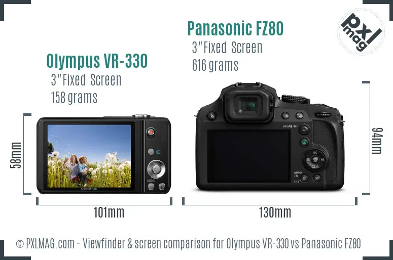 Olympus VR-330 vs Panasonic FZ80 Screen and Viewfinder comparison