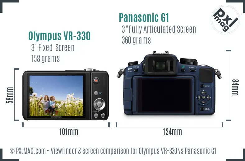 Olympus VR-330 vs Panasonic G1 Screen and Viewfinder comparison