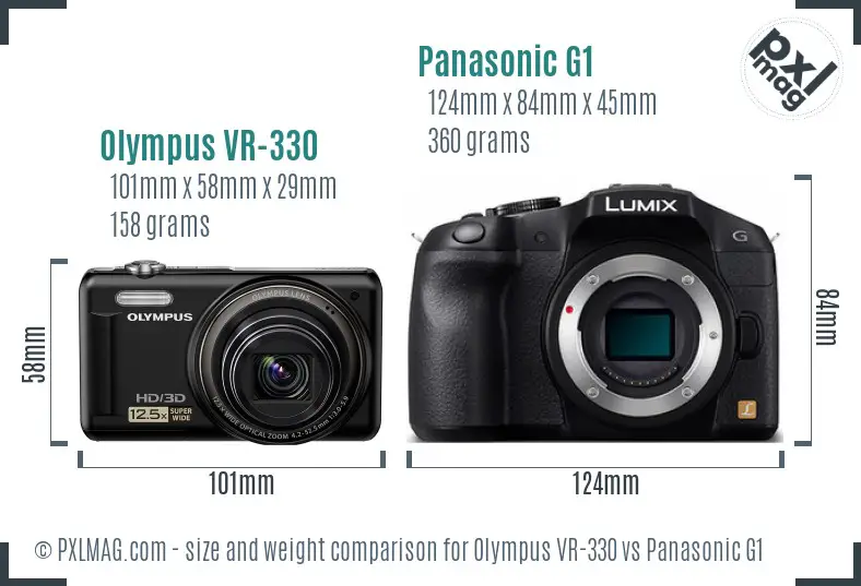Olympus VR-330 vs Panasonic G1 size comparison