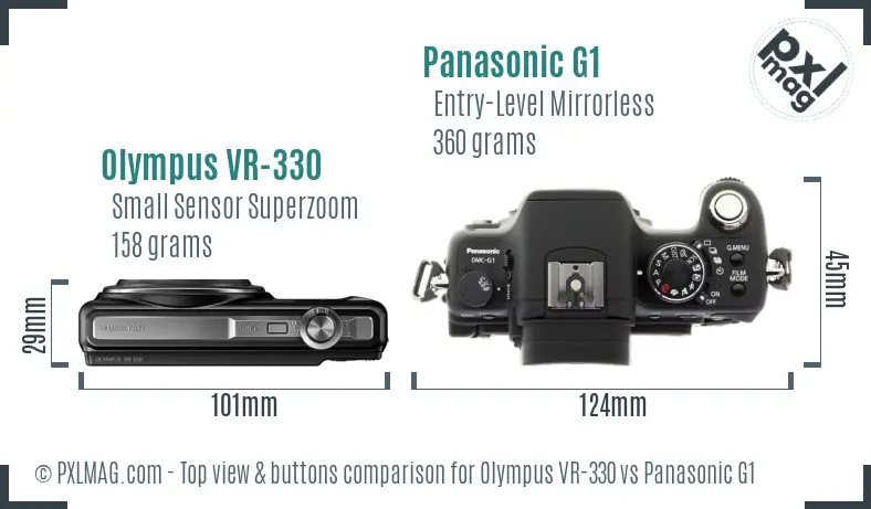 Olympus VR-330 vs Panasonic G1 top view buttons comparison