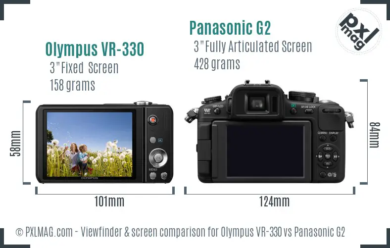 Olympus VR-330 vs Panasonic G2 Screen and Viewfinder comparison