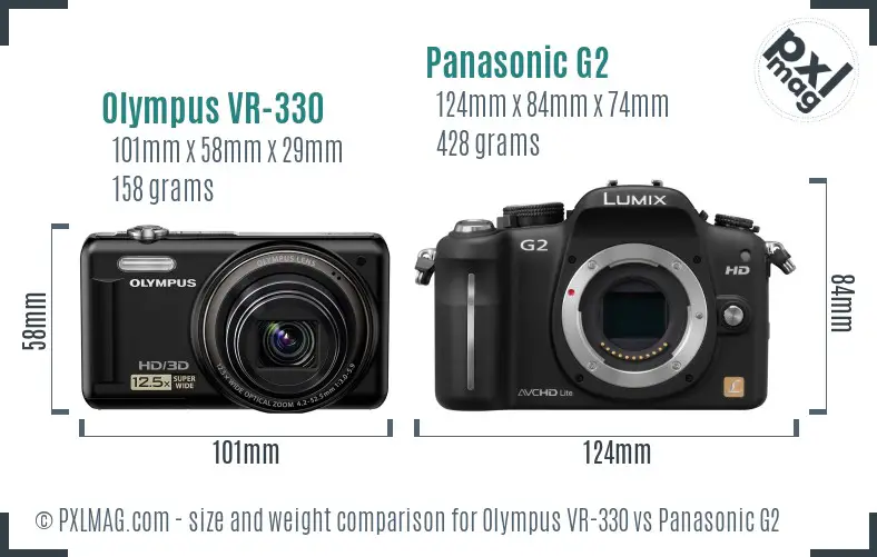 Olympus VR-330 vs Panasonic G2 size comparison