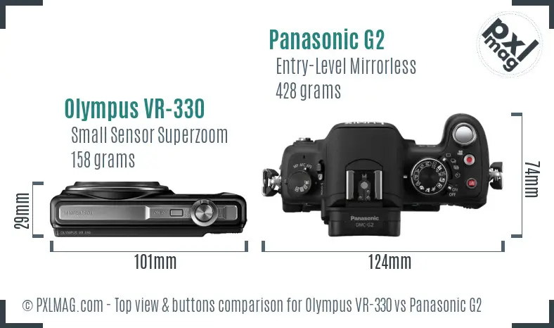 Olympus VR-330 vs Panasonic G2 top view buttons comparison