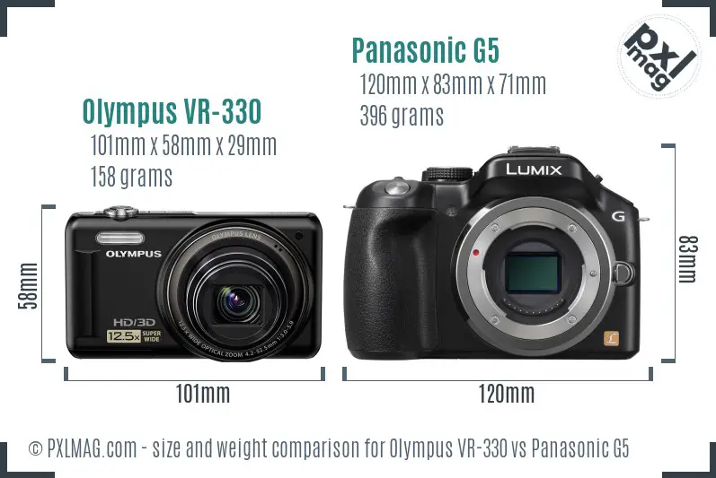 Olympus VR-330 vs Panasonic G5 size comparison Olympus VR-330 vs Panasonic G5 size comparison