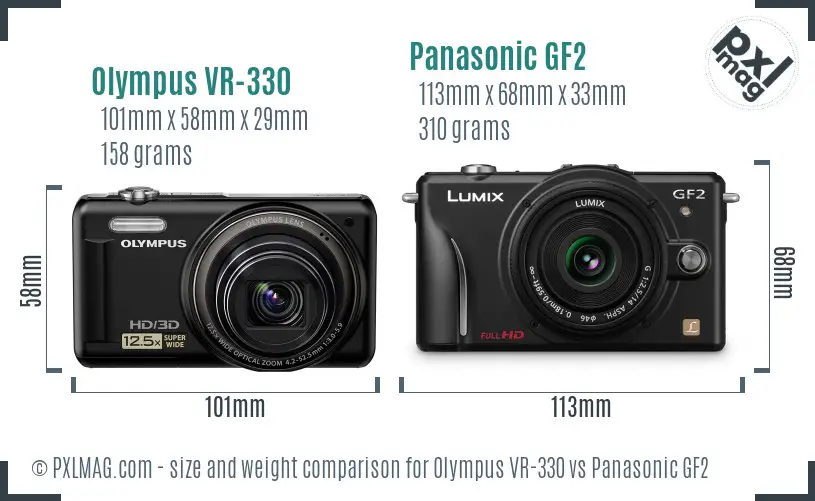 Olympus VR-330 vs Panasonic GF2 size comparison