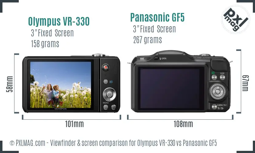 Olympus VR-330 vs Panasonic GF5 Screen and Viewfinder comparison Olympus VR-330 vs Panasonic GF5 Screen and Viewfinder comparison