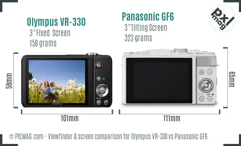 Olympus VR-330 vs Panasonic GF6 Screen and Viewfinder comparison Olympus VR-330 vs Panasonic GF6 Screen and Viewfinder comparison