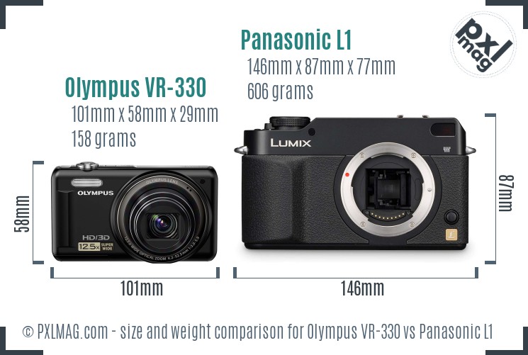 Olympus VR-330 vs Panasonic L1 size comparison