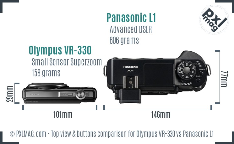 Olympus VR-330 vs Panasonic L1 top view buttons comparison