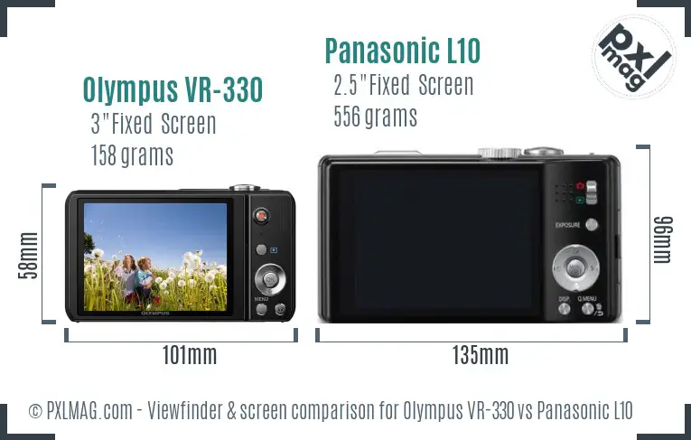 Olympus VR-330 vs Panasonic L10 Screen and Viewfinder comparison