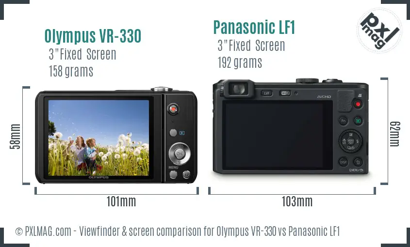 Olympus VR-330 vs Panasonic LF1 Screen and Viewfinder comparison