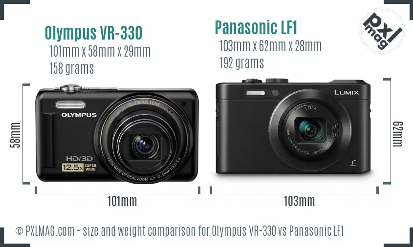 Olympus VR-330 vs Panasonic LF1 size comparison