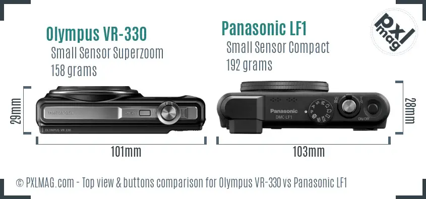 Olympus VR-330 vs Panasonic LF1 top view buttons comparison