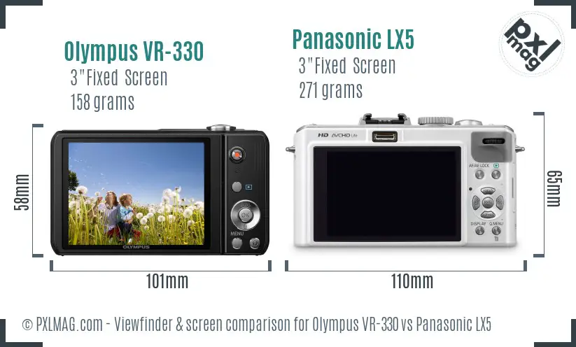 Olympus VR-330 vs Panasonic LX5 Screen and Viewfinder comparison Olympus VR-330 vs Panasonic LX5 Screen and Viewfinder comparison