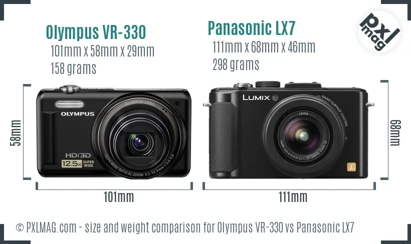 Olympus VR-330 vs Panasonic LX7 size comparison